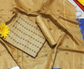 Handcrafted Katan Silk Mustard Yellow Suit Piece with Bottom and Dupatta-Indiehaat