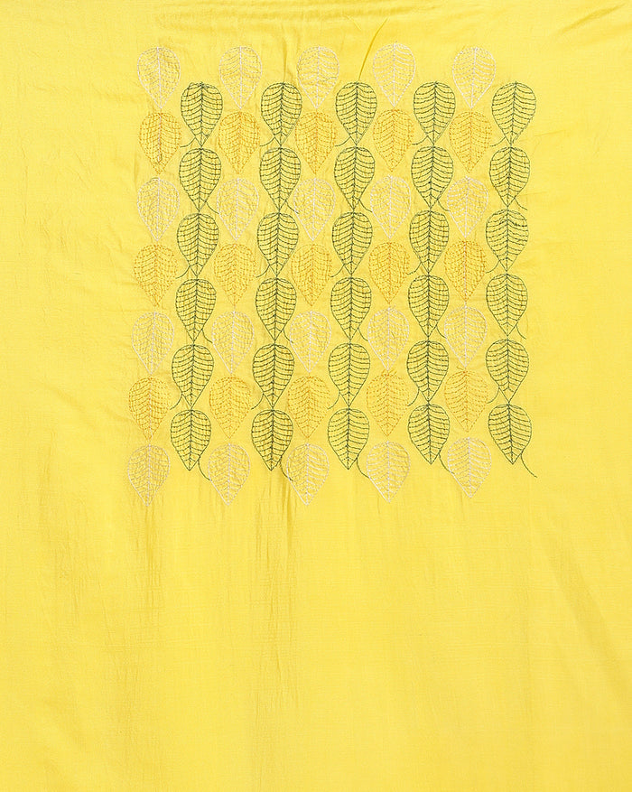 Katan Silk Embroidered Yellow & Green Suit (T+B+D)