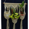 3 Pocket Macrame White Plant Hanger-Indiehaat