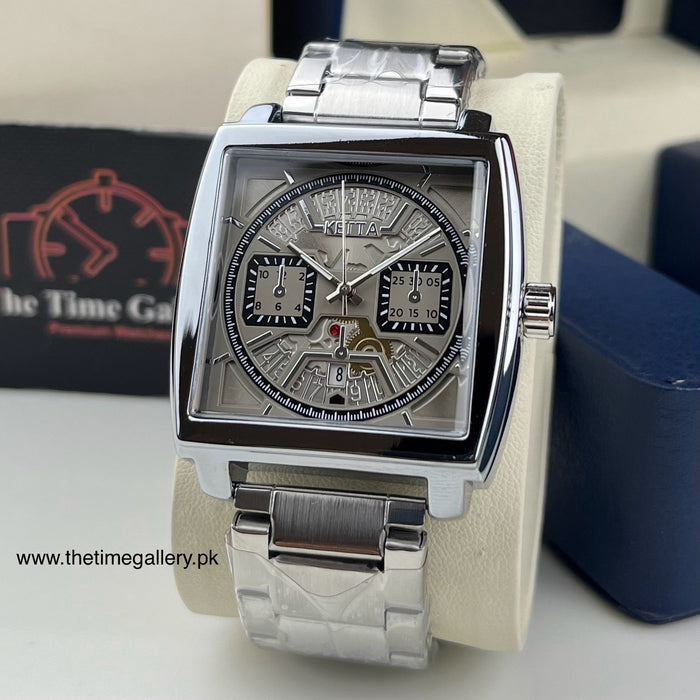 KETTA Luxury Skeleton Square Wrist Watch for Men KC-G056