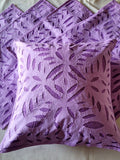 Indiehaat | Pure Cotton Applique Cushion Cover Purple