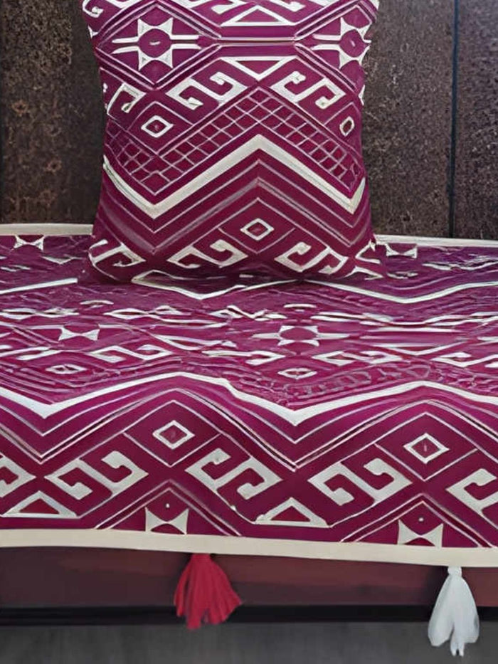 Indiehaat | Cotton Sofa Throw & Cushion Cover Pink