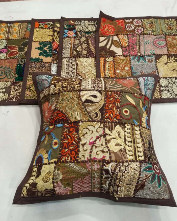 Indiehaat | Khamma Ghani Kambadiya Brown Cushion Cover | Elegant DÃƒÂ©cor