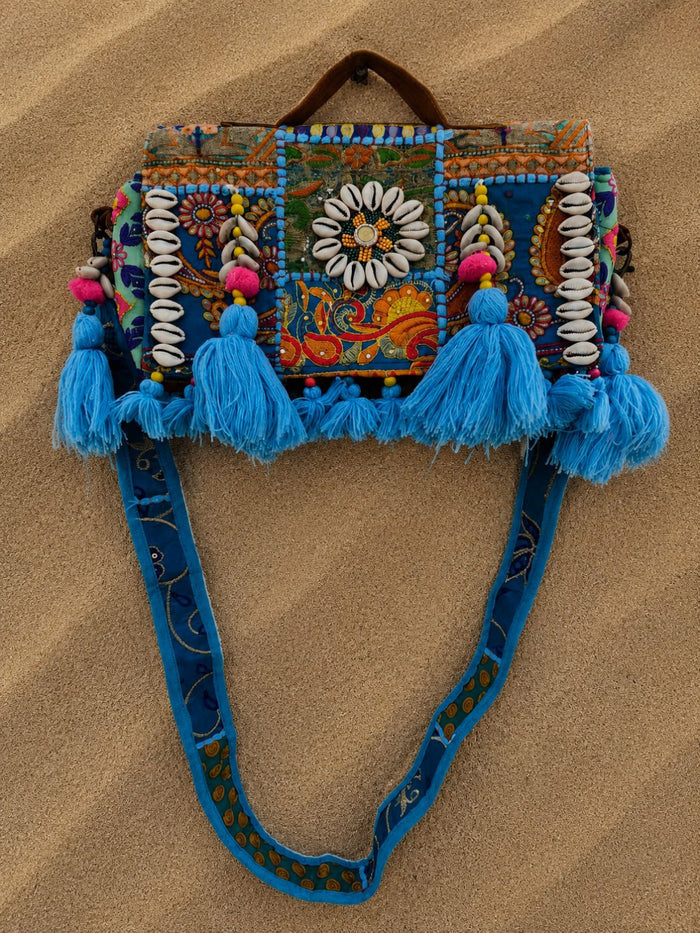 Indiehaat | Blue Kambadiay Patch Work Bags
