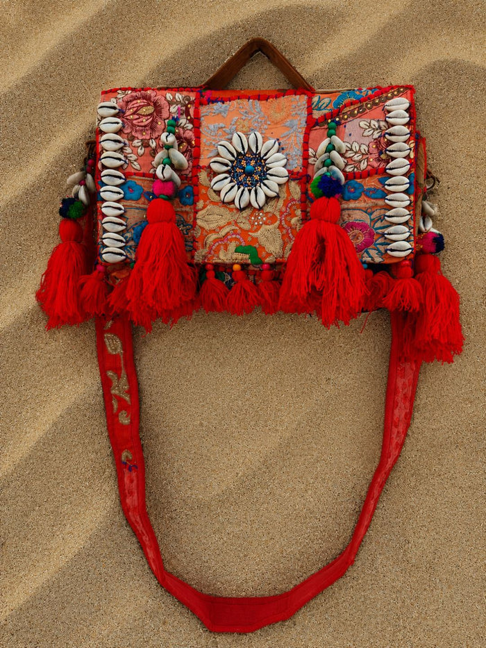 Indiehaat | Red Kambadiay Patch Work Bags