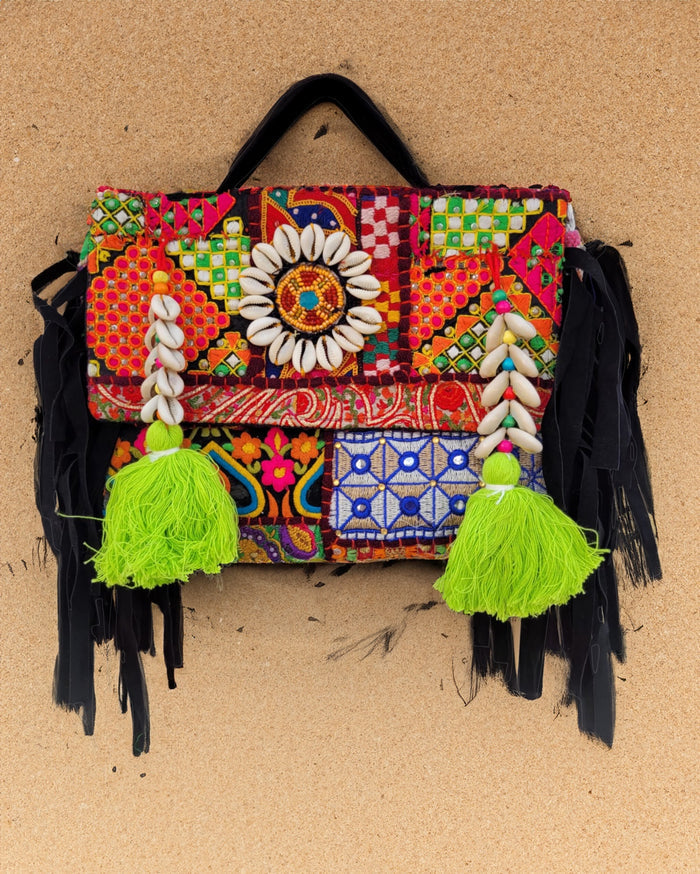 Indiehaat|Pure Cloth Kambadiya Patch Work Brown Sling Bags