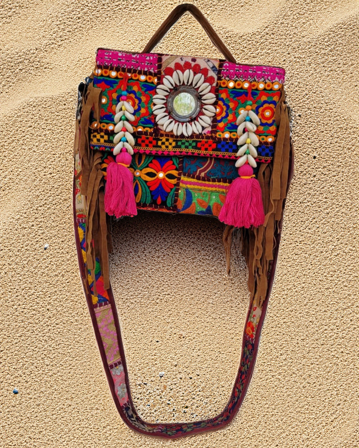 Indiehaat|Pure Cloth Kambadiya Patch Work Brown Sling Bags