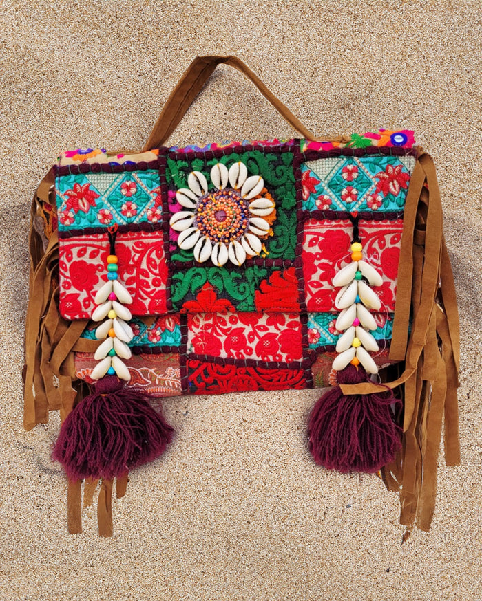 Indiehaat|Pure Cloth Kambadiya Patch Work Brown Sling Bags