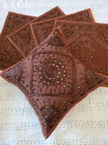 Indiehaat | Pure Cotton Embroidered Cushion Cover Brown