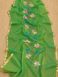 Indiehaat | Green Muslin Silk Jamdani Saree