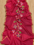 Indiehaat | Pink Muslin Silk Jamdani Saree