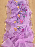 Indiehaat | Purple Muslin Silk Jamdani Saree
