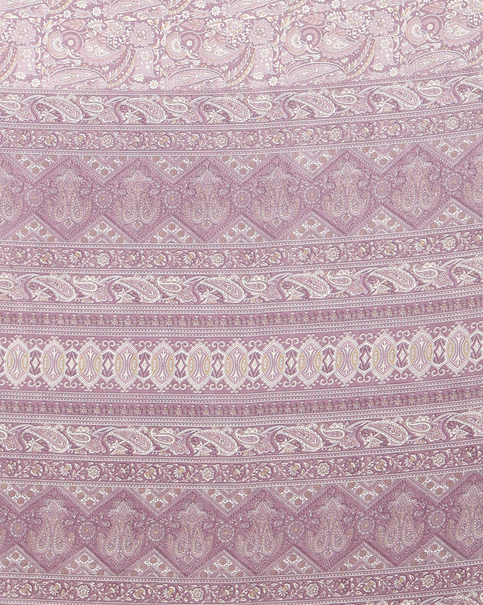 Indiehaat | Kashmiri Silk Printed Saree Lavender & White