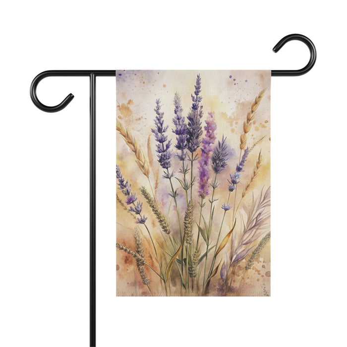 Lavender Wheat Garden Flag & Porch Banner Farmhouse Floral Yard Decor Art