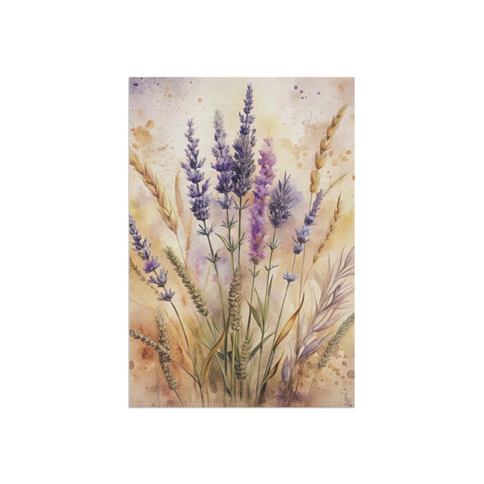 Lavender Wheat Garden Flag & Porch Banner Farmhouse Floral Yard Decor Art