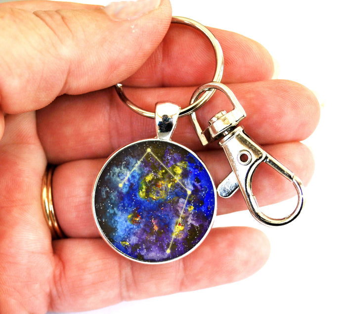 Libra Zodiac Sign Women's Purse Charm Keychain Handmade Keyrings for Women