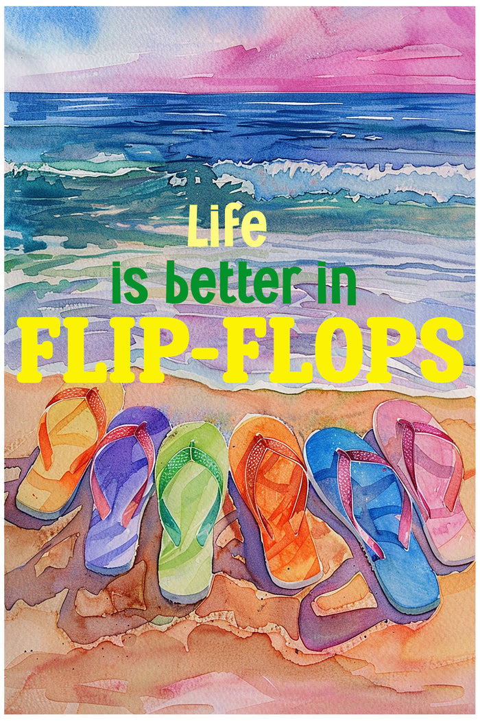 Life Is Better in Flip-Flops Blank Notecard Set | Beach Stationery with Envelopes