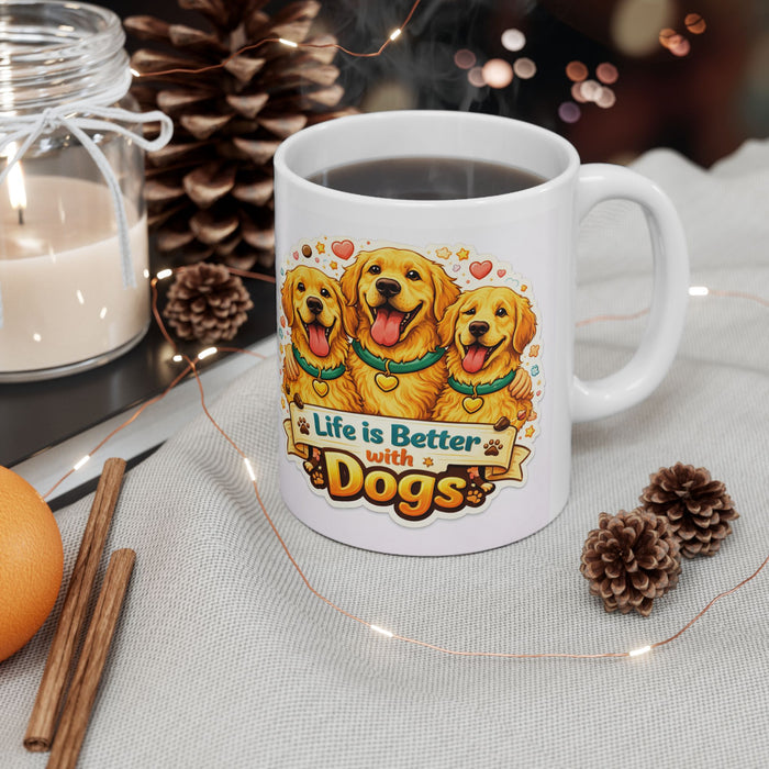 Life Is Better with Dogs Mug  Dog Lover Gift  Cute Pet Owner Coffee Cup Puppy