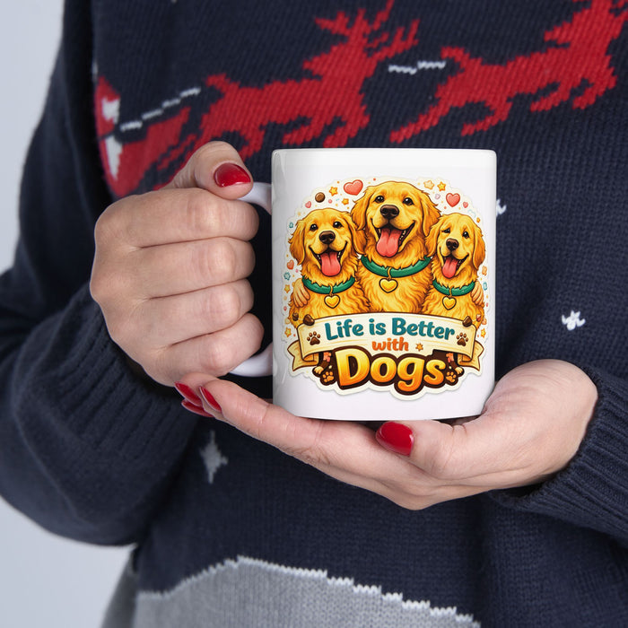 Life Is Better with Dogs Mug  Dog Lover Gift  Cute Pet Owner Coffee Cup Puppy