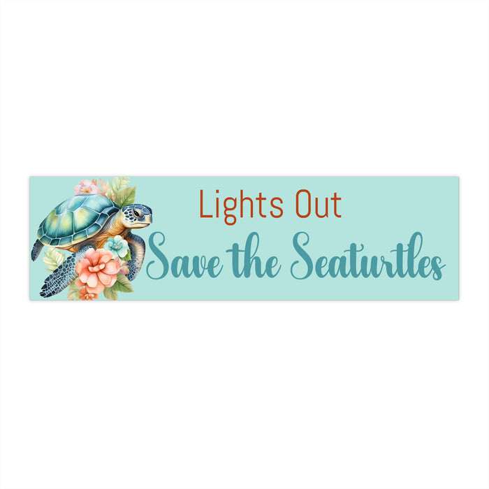 Lights Out Save the Sea Turtles Bumper Sticker – Ocean Conservation Car Decal