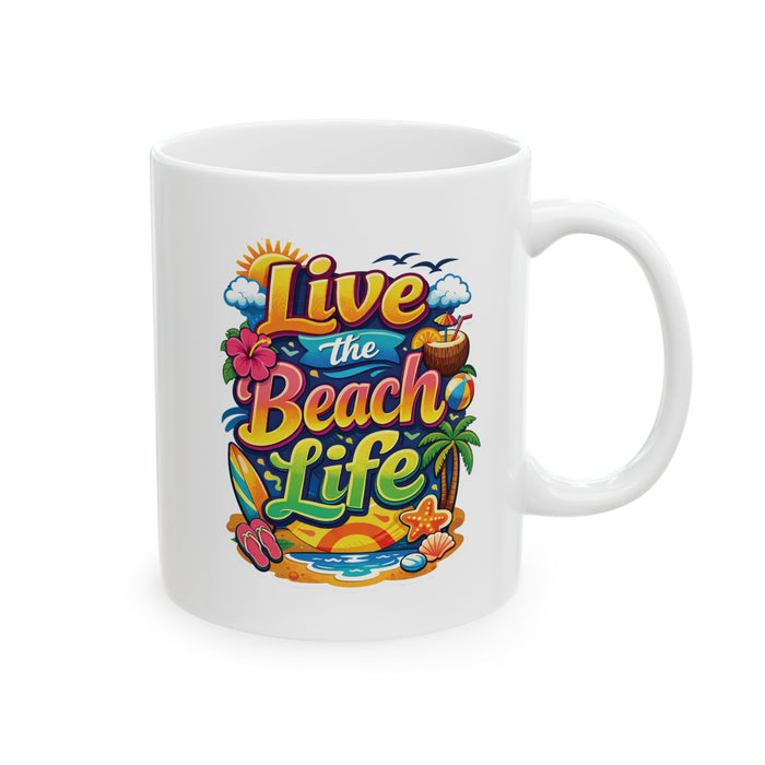 Live Beach Life Coffee Mug Tropical Summer Cup Beach Lover Gift Coastal Decor