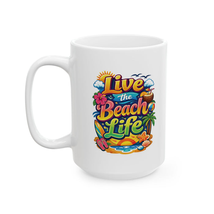 Live Beach Life Coffee Mug Tropical Summer Cup Beach Lover Gift Coastal Decor
