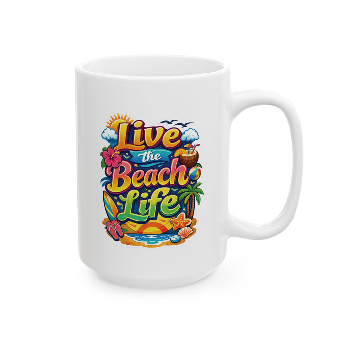 Live Beach Life Coffee Mug Tropical Summer Cup Beach Lover Gift Coastal Decor