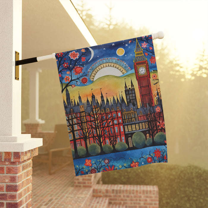 London England Big Ben Skyline Garden Flag & Porch Banner Yard Art