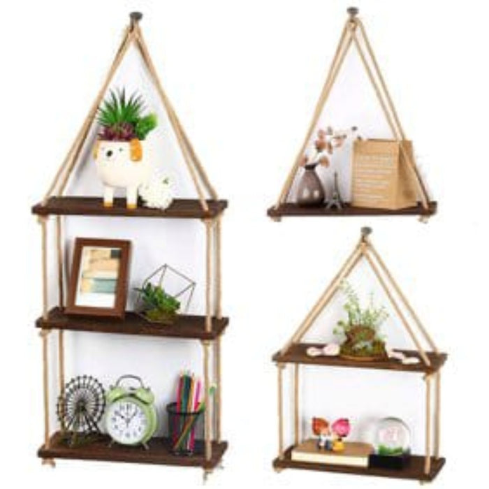Macrame Set Of 3 Hanging Plank 
Wooden Size 6X18-Indiehaat