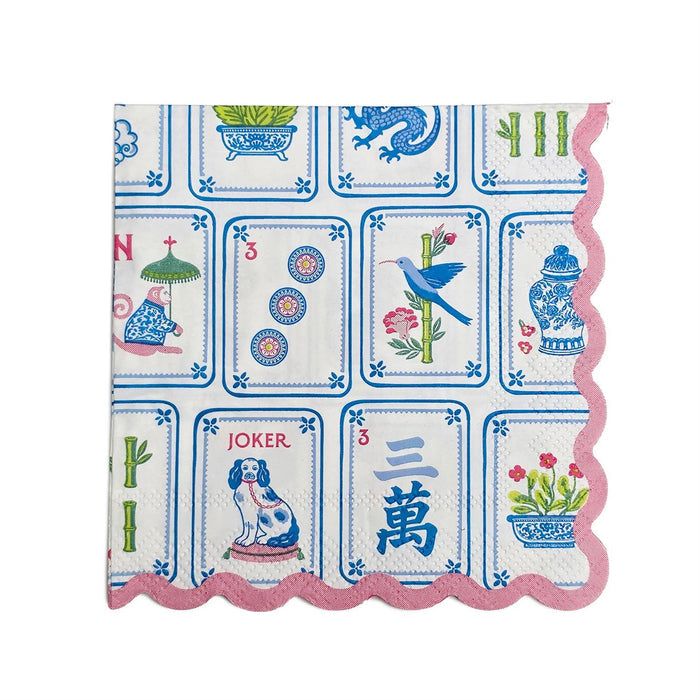 Mahjong Scalloped Edge Paper Cocktail Napkins