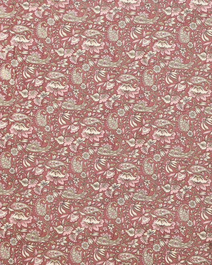 Indiehaat | Kashmiri Silk Printed Saree Maroon & Dusty Rose