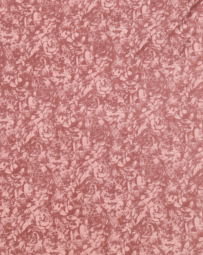 Indiehaat | Kashmiri Silk Printed Saree Maroon & Dusty Rose