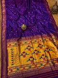 Indiehaat | Double Pallu Paithani Silk Saree Violet