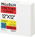 MEEDEN 100% Cotton Stretched Canvas, 12 x 12 In, 6 Packs