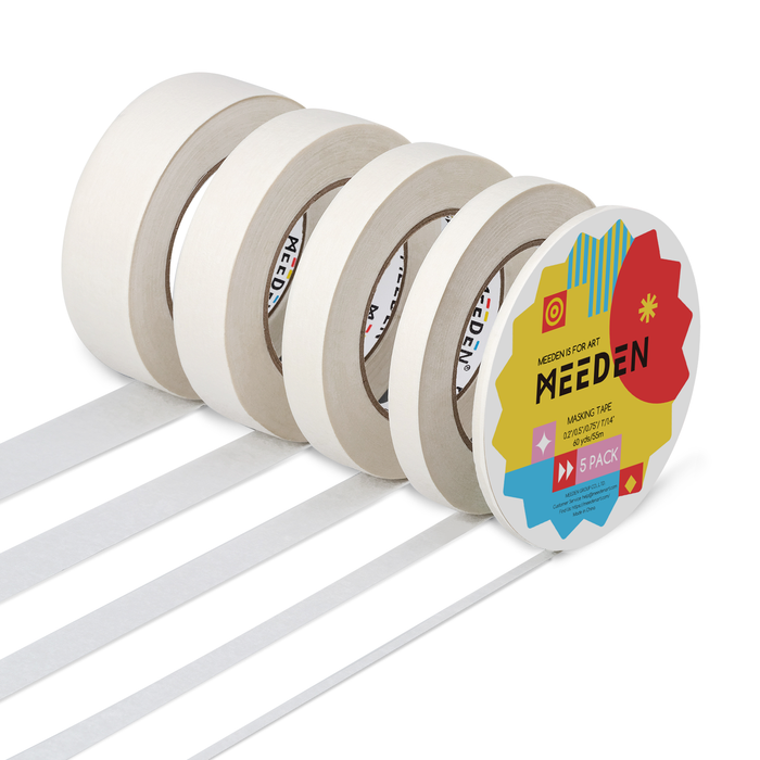 MEEDEN 5 Pack Artist Tape 0.2",0.5",0.75",1.0",1.4" 180.45FT (55m) Art Tape