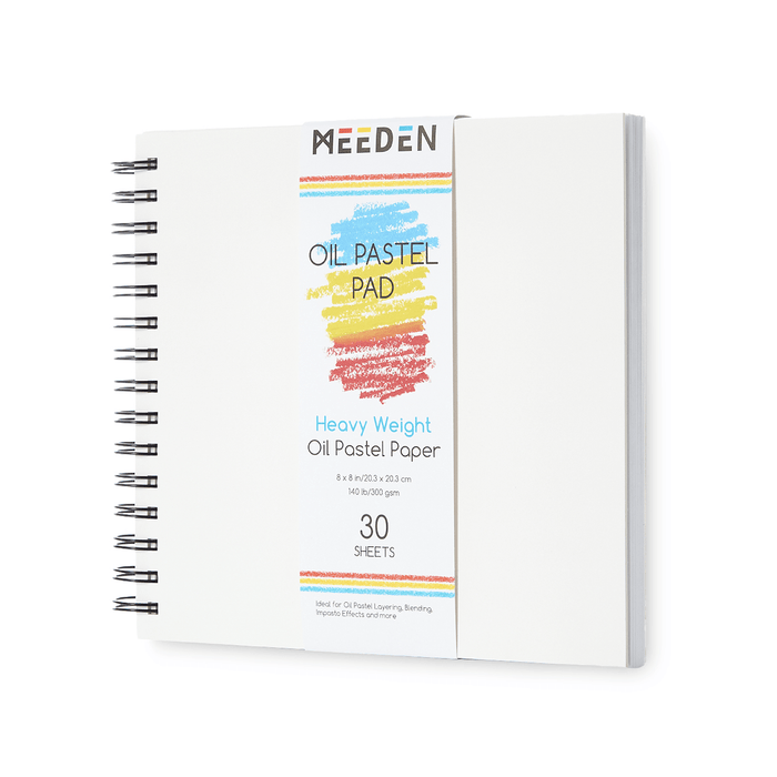 MEEDEN 8 x 8 inches Oil Pastel Paper Pad: 30 Sheets Fine Textured - 140lb/300gsm