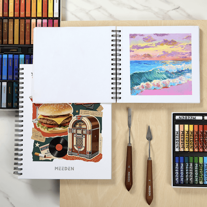 MEEDEN 8 x 8 inches Oil Pastel Paper Pad: 30 Sheets Fine Textured - 140lb/300gsm