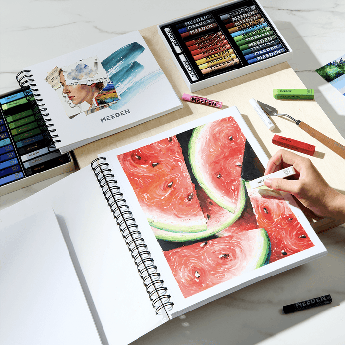 MEEDEN 8 x 8 inches Oil Pastel Paper Pad: 30 Sheets Fine Textured - 140lb/300gsm
