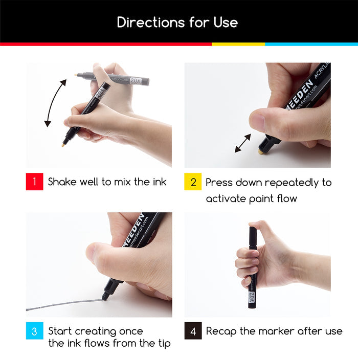 MEEDEN Acrylic Paint Markers, Black & White Colors