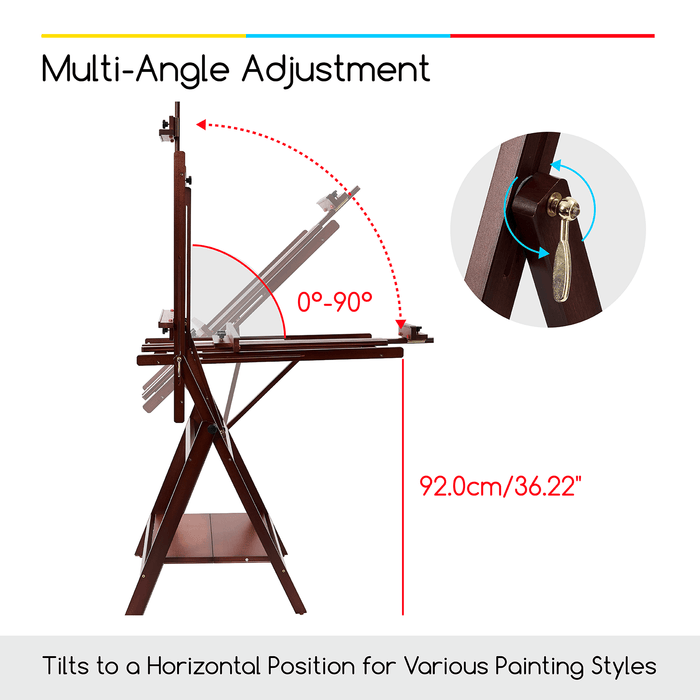 MEEDEN Adjustable Large H-Frame Art Easel Stand-W10B - Dark Walnut