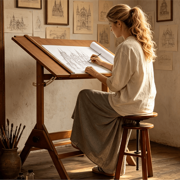 MEEDEN Adjustable Wooden Drafting Table, Walnut -XSZ-2