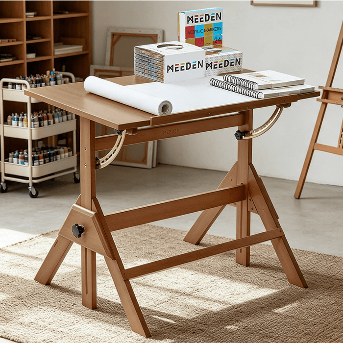 MEEDEN Adjustable Wooden Drafting Table, Walnut -XSZ-2