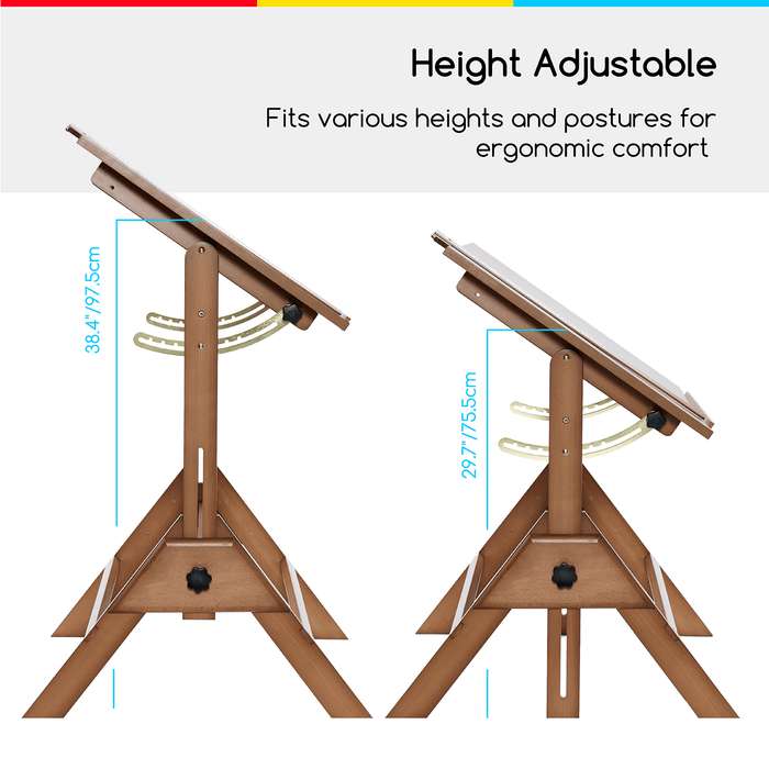 MEEDEN Adjustable Wooden Drafting Table, Walnut -XSZ-2