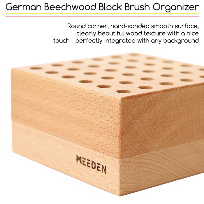 MEEDEN Beechwood Pencil and Brush Holder Double Set - 36 Holes x 2
