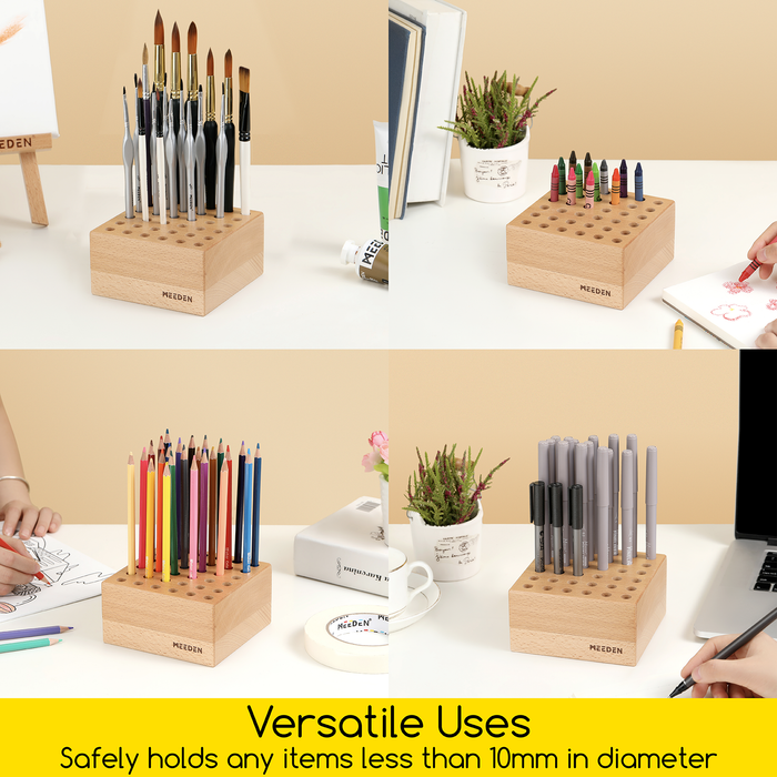 MEEDEN Beechwood Pencil and Brush Holder Double Set - 36 Holes x 2