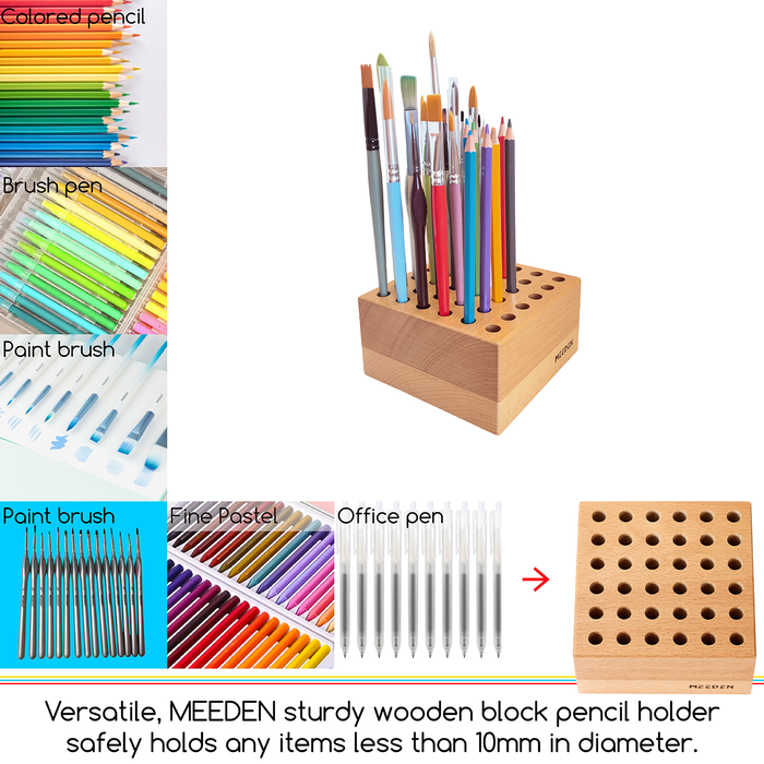 MEEDEN Beechwood Pencil and Brush Holder Double Set - 36 Holes x 2
