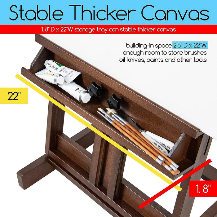 MEEDEN Classic Heavy Duty H-Frame Artist Easel-Walnut-DW01 MEEDEN