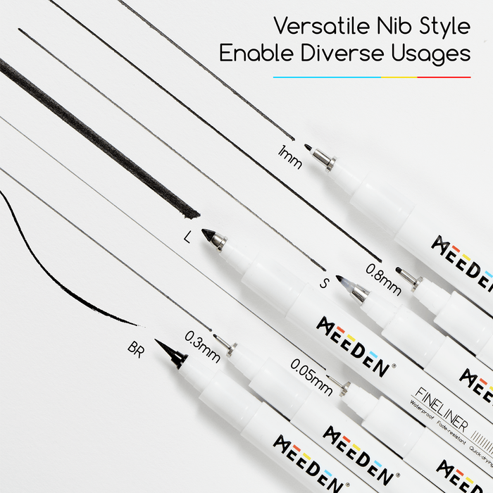 MEEDEN Micro Fineliner Drawing Pens: 12-Size Fine Liner Pen Set -All Black
