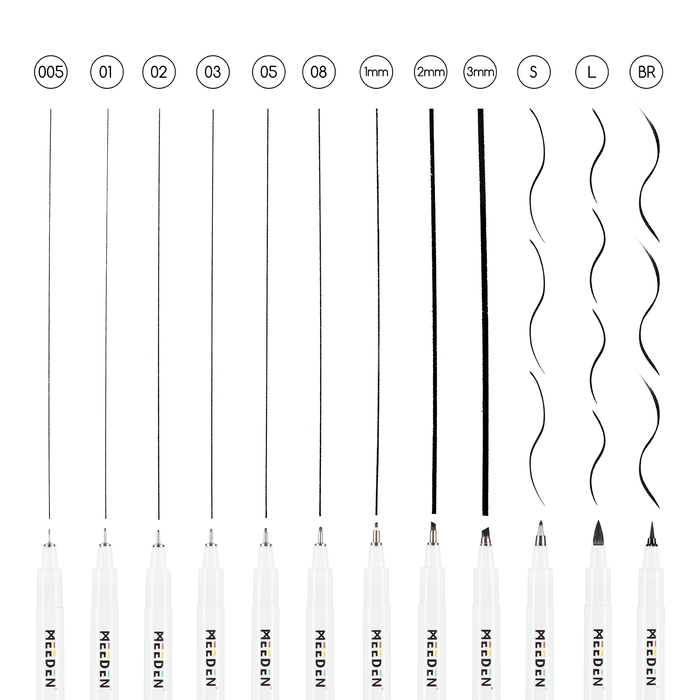 MEEDEN Micro Fineliner Drawing Pens: 12-Size Fine Liner Pen Set -All Black