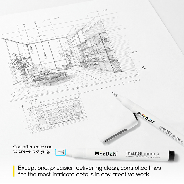 MEEDEN Micro Fineliner Drawing Pens: 12-Size Fine Liner Pen Set -All Black